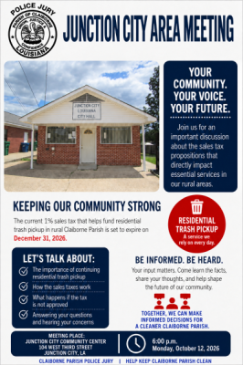 Junction City Area Meeting for Nov 3rd Sales Tax Propositions for Rural Trash PU